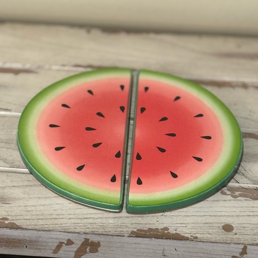 Martha Stewart Watermelon Slice Ceramic Trivet Set Summer BBQ - Flawed